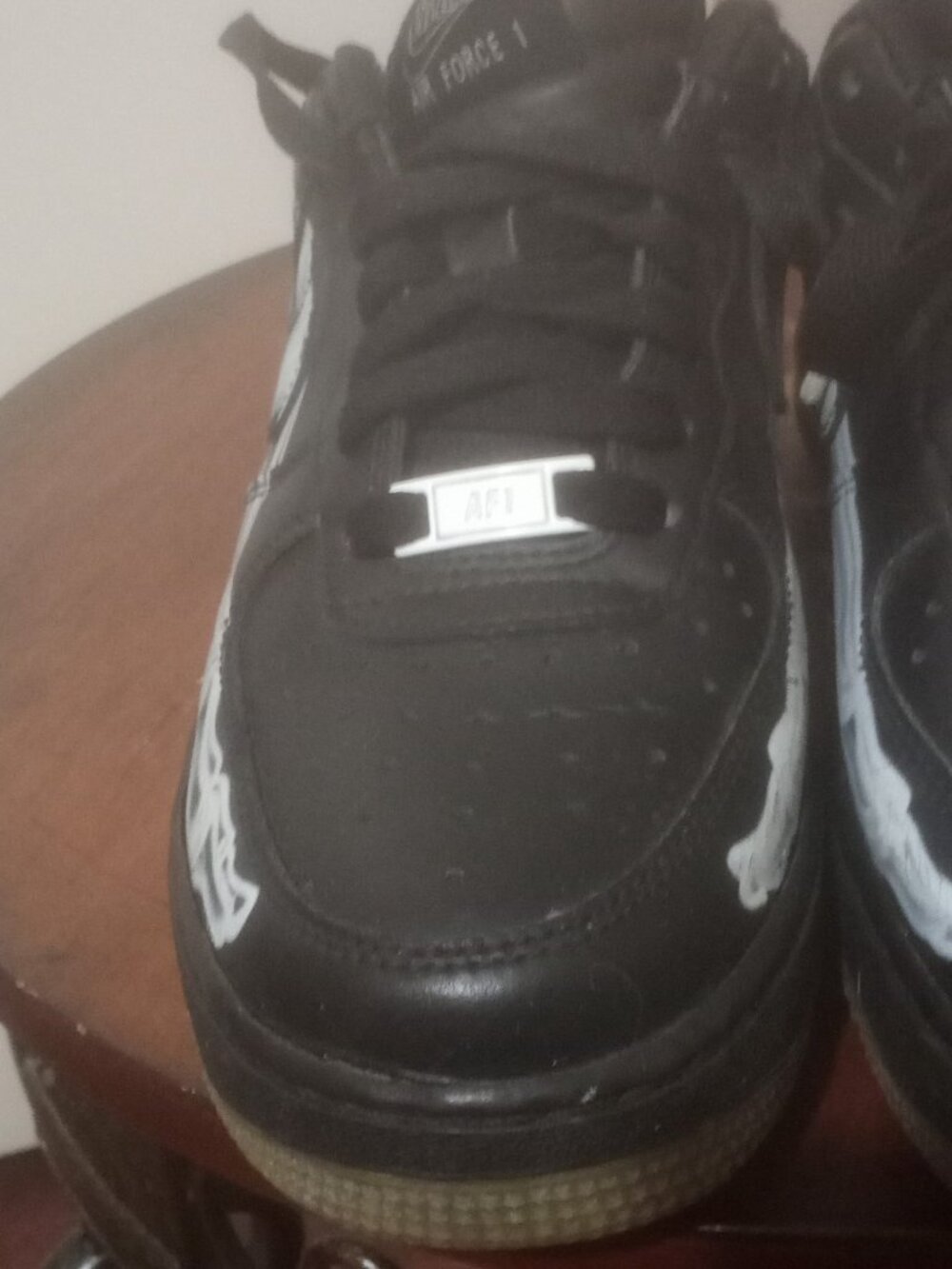 Nike Air Force 1 Low '07 QS Black Skeleton Size 6 Pre-Owned BQ7541-001 - Picture 7 of 12